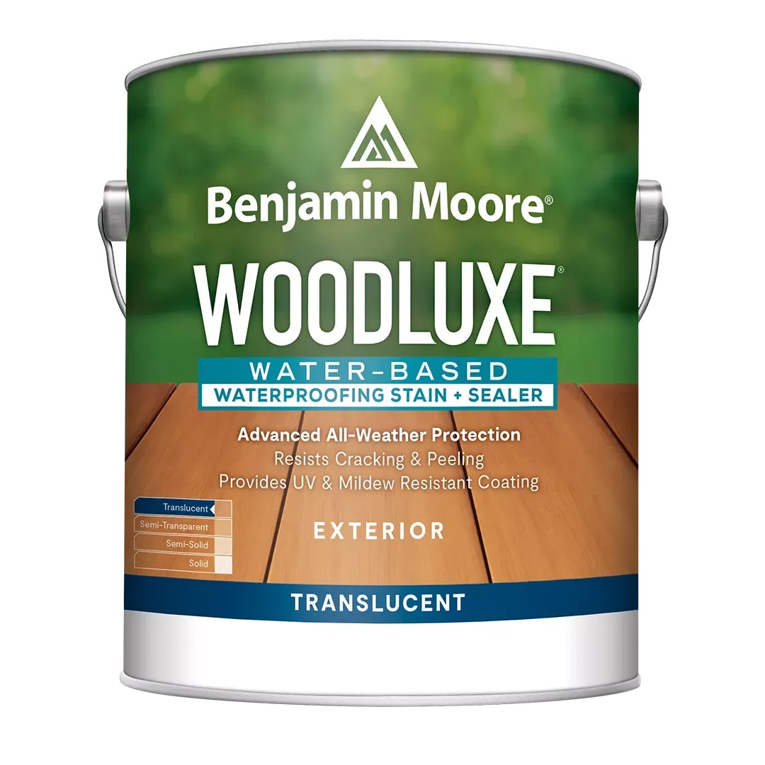 New Palace Paint & Home Center An innovative line of water-based exterior stains, Woodluxe sets your staining projects up for success. Wood's full grain shows through. Easy to apply and recoat. Advanced all-weather protection. Available in 7 ready-mix colors.boom